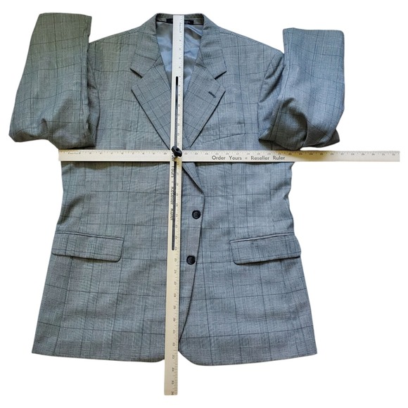 Brunswick Clothing Gray Plaid Suit Set Two-Piece Blazer & Pants Men Size 46R/W40 - Picture 11 of 16
